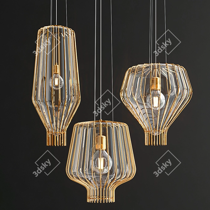 Sleek Glass Pendant Lights: SAYA Collection 3D model image 2
