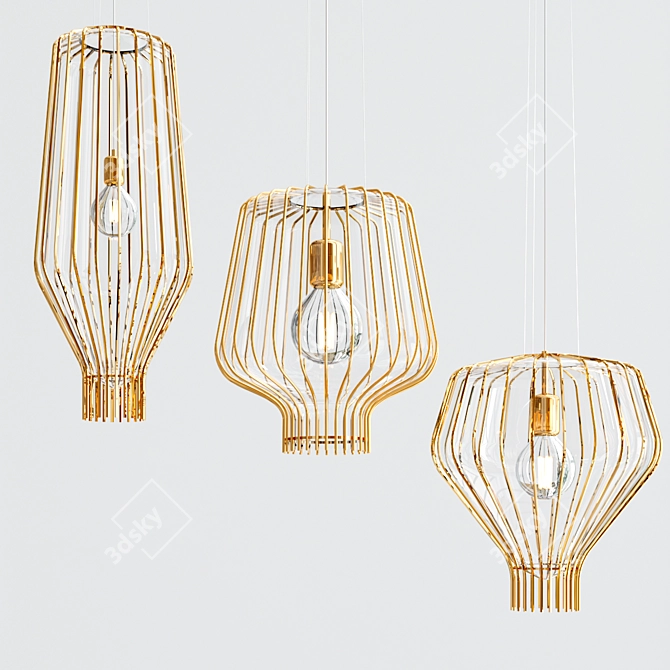 Sleek Glass Pendant Lights: SAYA Collection 3D model image 5