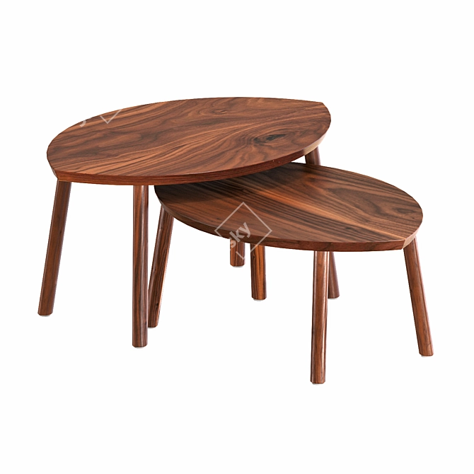 Walnut Veneer Nesting Tables 3D model image 1