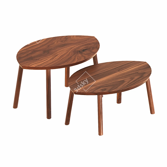 Walnut Veneer Nesting Tables 3D model image 2