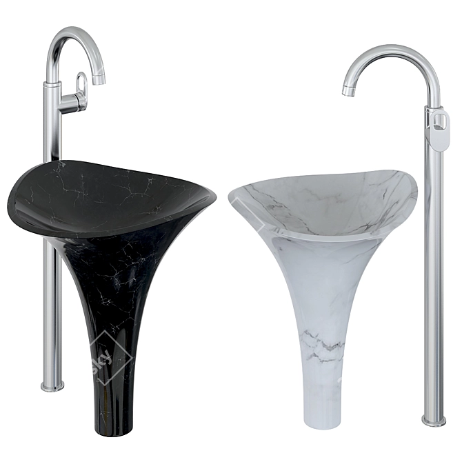 Title: Elegant Porcelain Pedestal Sink 3D model image 1