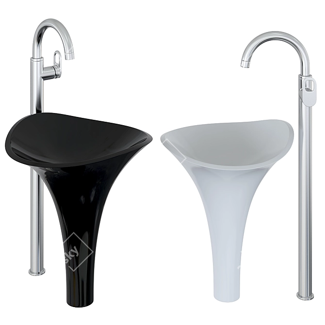 Title: Elegant Porcelain Pedestal Sink 3D model image 2