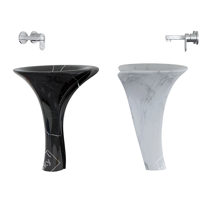 Elegant Pedestal Sink 3D model image 1
