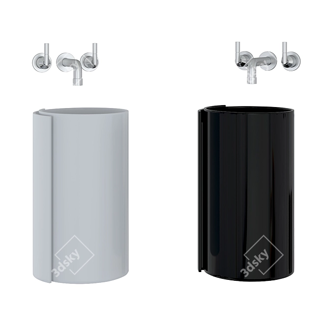 Modern Pedestal Sink 3D model image 2