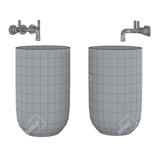 Modern Pedestal Sink 3D model image 3