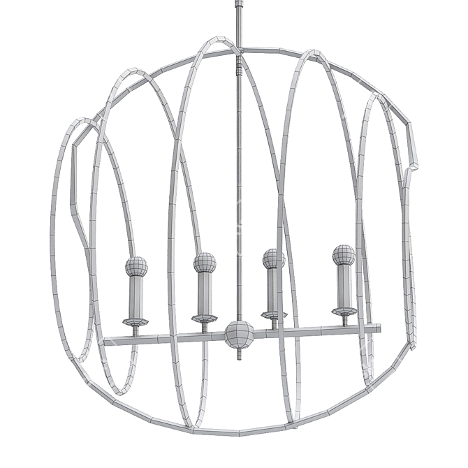 Elegant Black Orb Chandelier 3D model image 2
