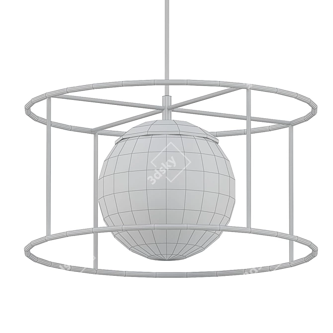 Modern Black LED Hanging Lamp 3D model image 2