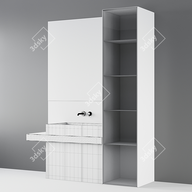 Title: Bathroom Mirror Console Set 3D model image 2
