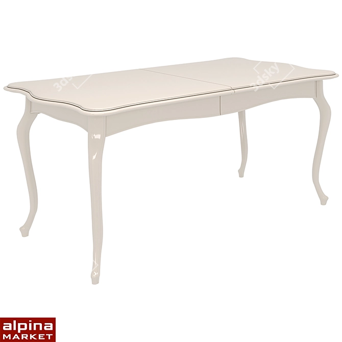 Edward Extendable Ivory Dining Table 3D model image 5