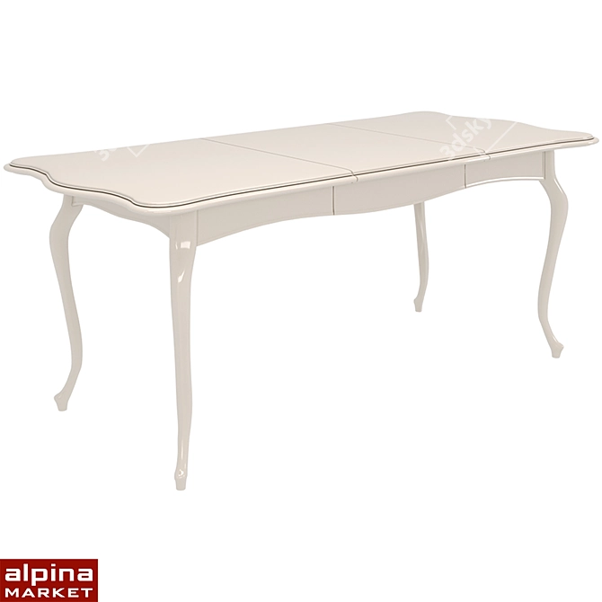 Edward Extendable Ivory Dining Table 3D model image 7