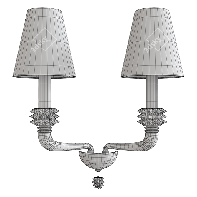 Elegant Glass Grey Rotterdam Wall Sconce 3D model image 2