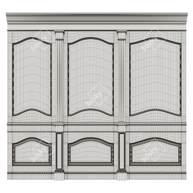 Wooden Panel Wallpaper Set 3D model image 7