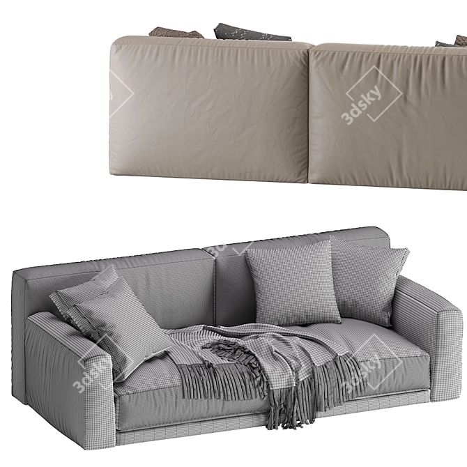 Modern Poliform Paris Seoul 2-Seat Leather Sofa 3D model image 7