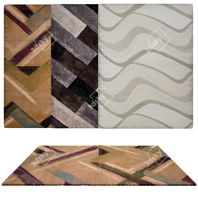 Sleek Beige Polypropylene Rug - 2900mm x 2200mm 3D model image 1