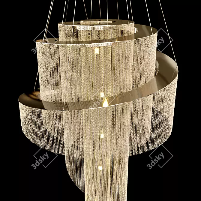 Spiral Chrome Chain Chandelier 3D model image 2