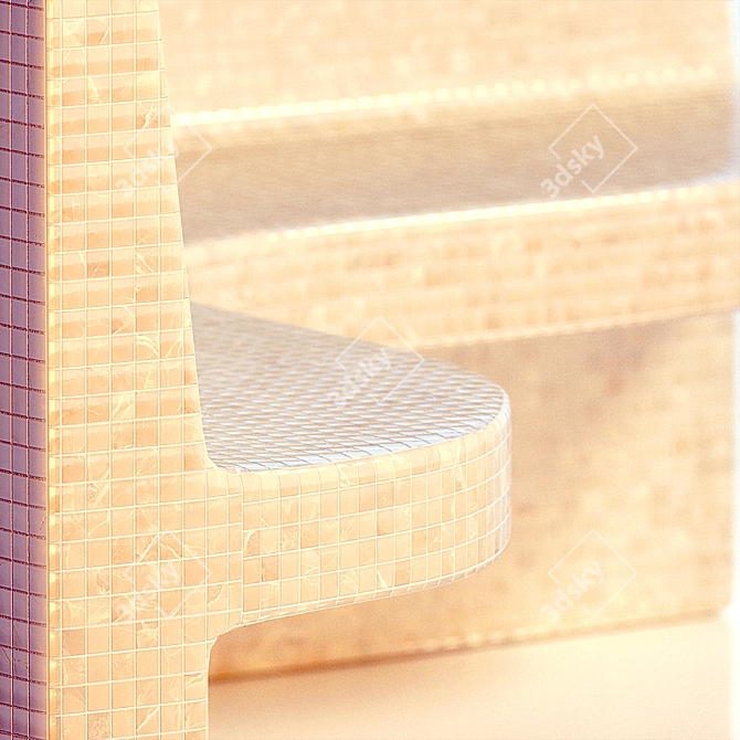 Title: Mosaic Hamam Seat - Comfort in Style 3D model image 3