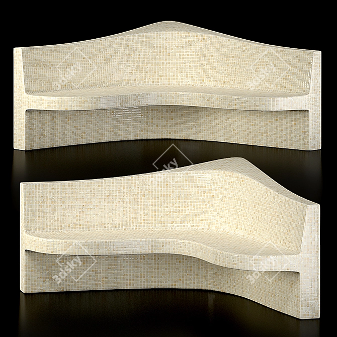 Title: Mosaic Hamam Seat - Comfort in Style 3D model image 5