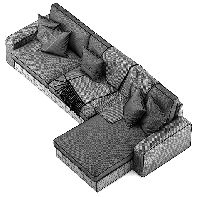 Modern Stylish Ikea Kivik Corner Sofa 3D model image 7