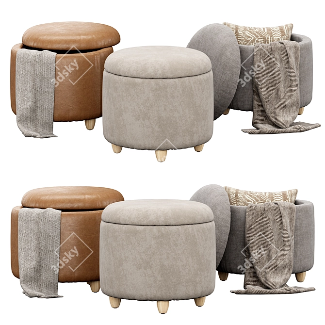 Louise Ottoman Set: Stylish Storage Solution 3D model image 1