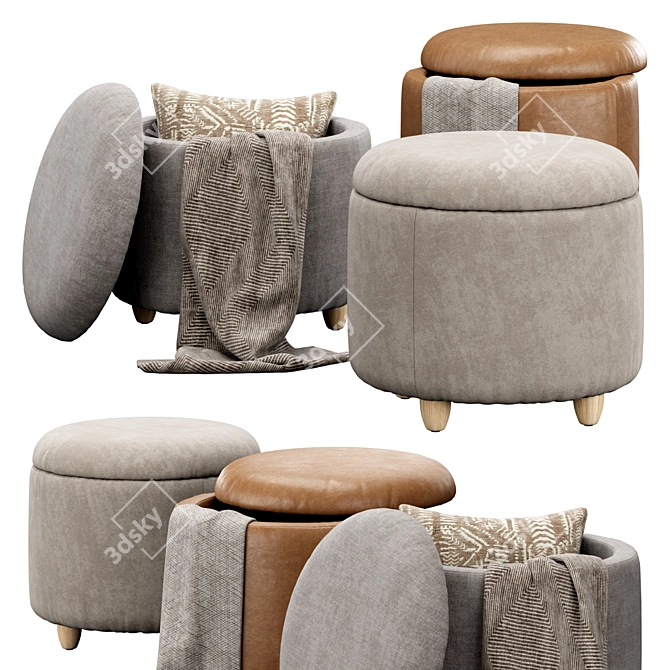 Louise Ottoman Set: Stylish Storage Solution 3D model image 2