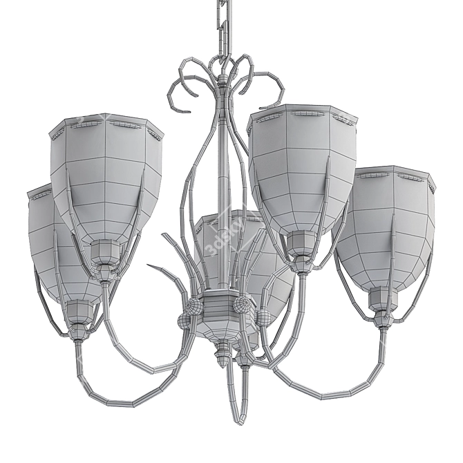 Elegant Salvador Pendant Chandelier 3D model image 2