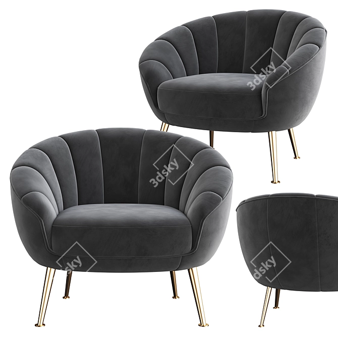 Blush Velvet Primrose Accent Armchair 3D model image 6