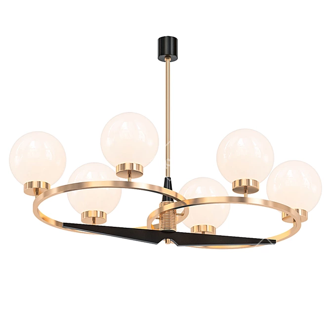 Modernist Italian Stilnovo Glass Chandelier 3D model image 1