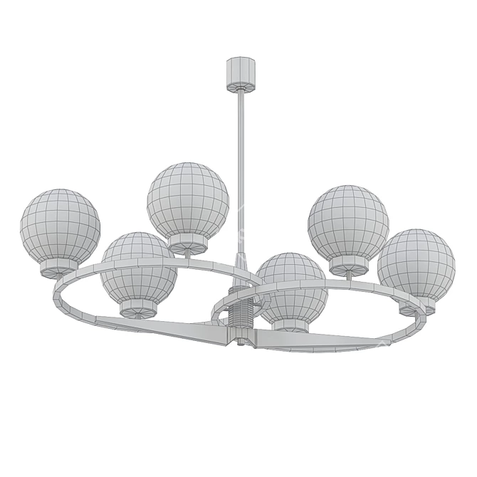 Modernist Italian Stilnovo Glass Chandelier 3D model image 2