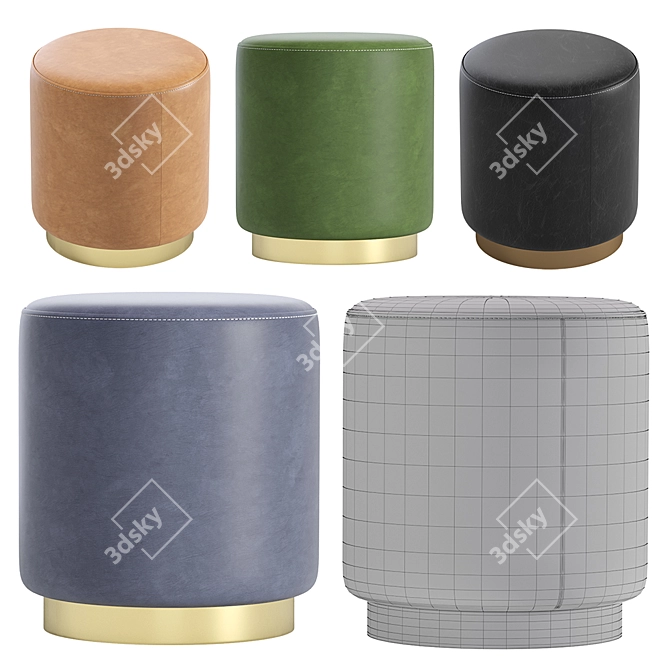 Luxury Dior Leather Poof 3D model image 7