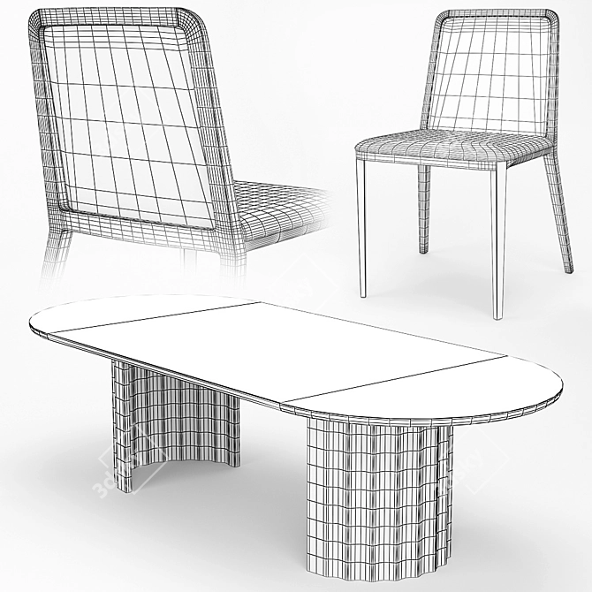 Tetra Oval Dining Set 3D model image 6