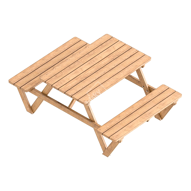 Garden Bench Table Combo 3D model image 2