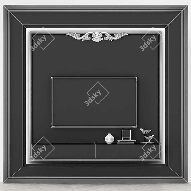 Modern TV Wall Unit with 55" TV 3D model image 4