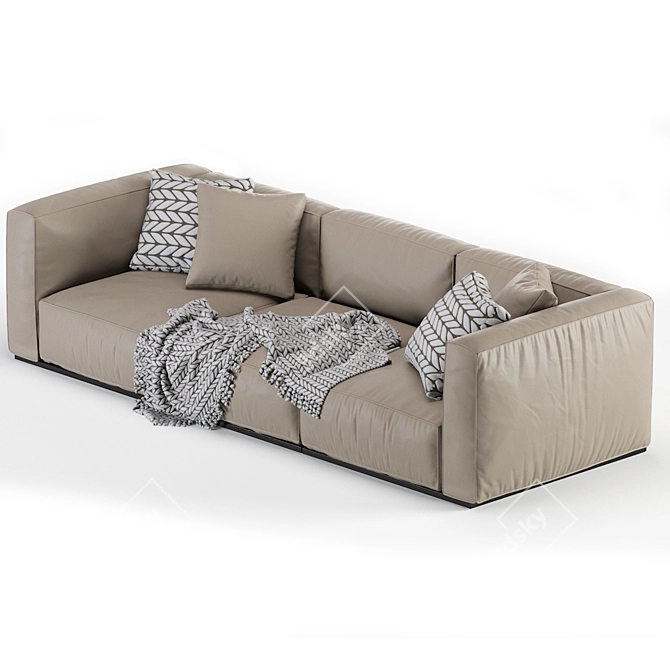 Poliform Shangai Leather Sofa 3D model image 3