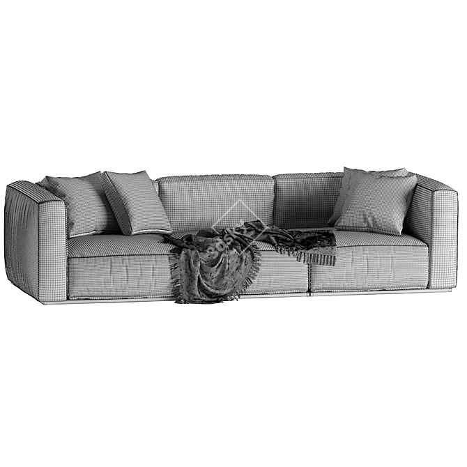 Poliform Shangai Leather Sofa 3D model image 7