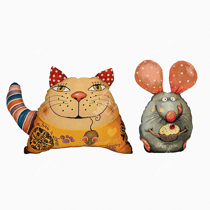 Baby Tapestry Toys: Colorful and Cozy Pillows 3D model image 1