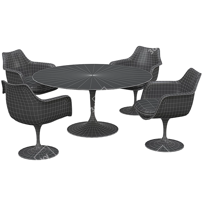 Modern Knoll Plastic Dining Set 3D model image 2