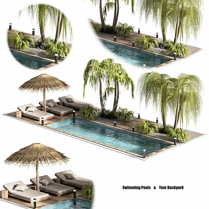 Backyard Oasis: Premium Swimming Pools 3D model image 9