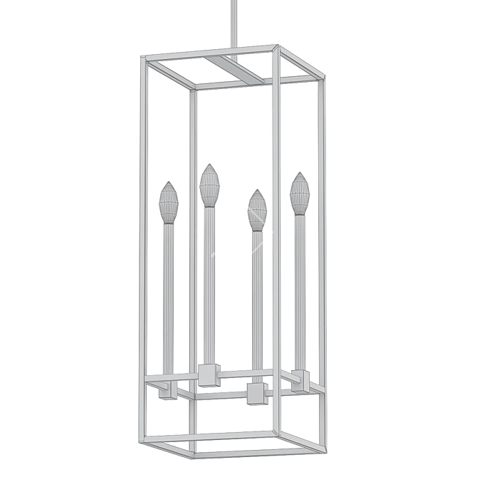 Elegant Taper Candle Pendant Light 3D model image 2