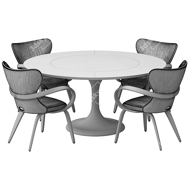 Sleek Apriori S Chair & Oval Table Set 3D model image 5