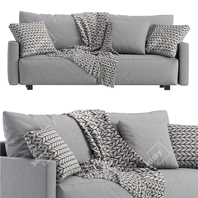 Gimmarp 3-Seater Sofa: Space-Saving Comfort 3D model image 1