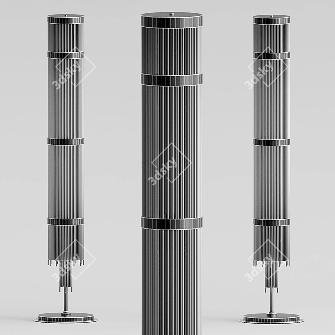 Elegant Brass Glass Floor Lamp 3D model image 3