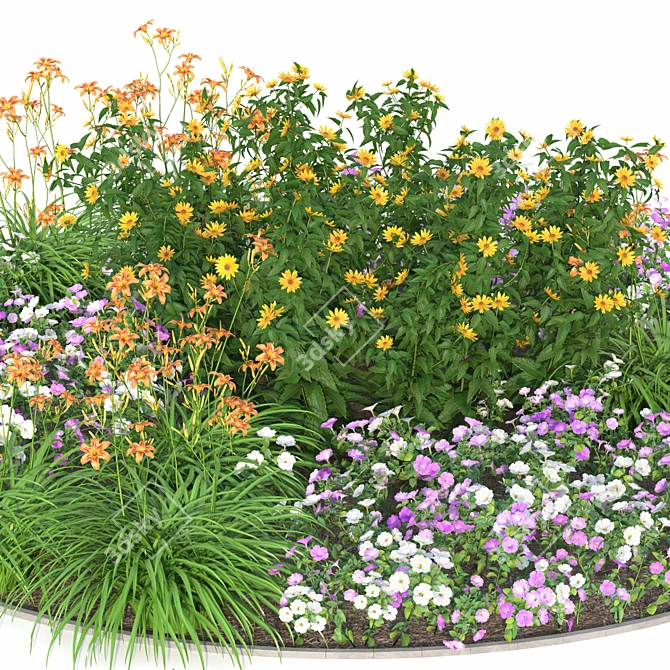 Flower Garden Delight: Vibrant Blooms for Your Home 3D model image 5