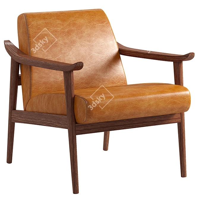 Modern Leather Show Wood Chair 3D model image 4