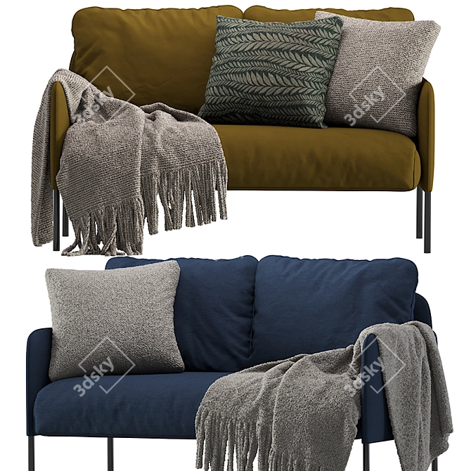 Glostad Classic Blue 2-Seater Sofa 3D model image 4