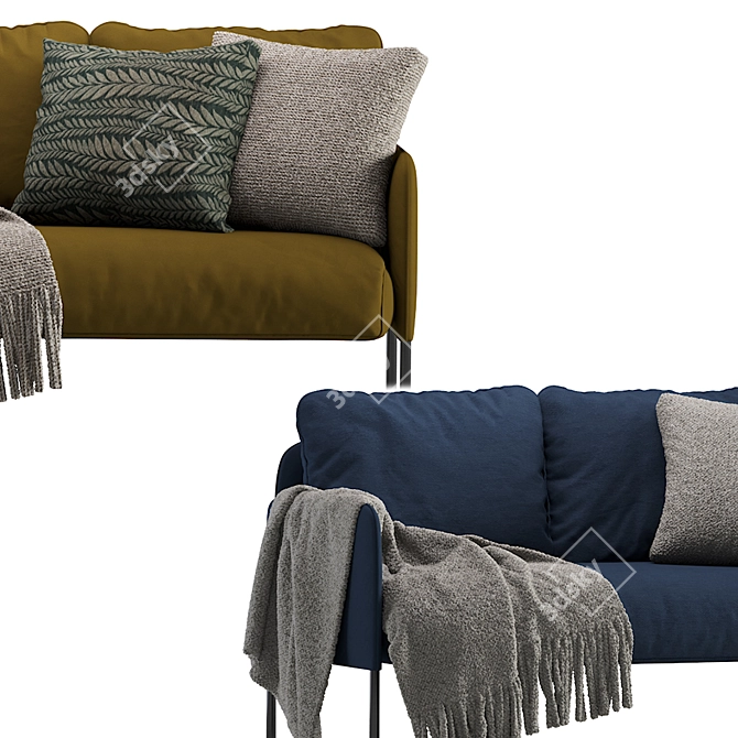 Glostad Classic Blue 2-Seater Sofa 3D model image 6