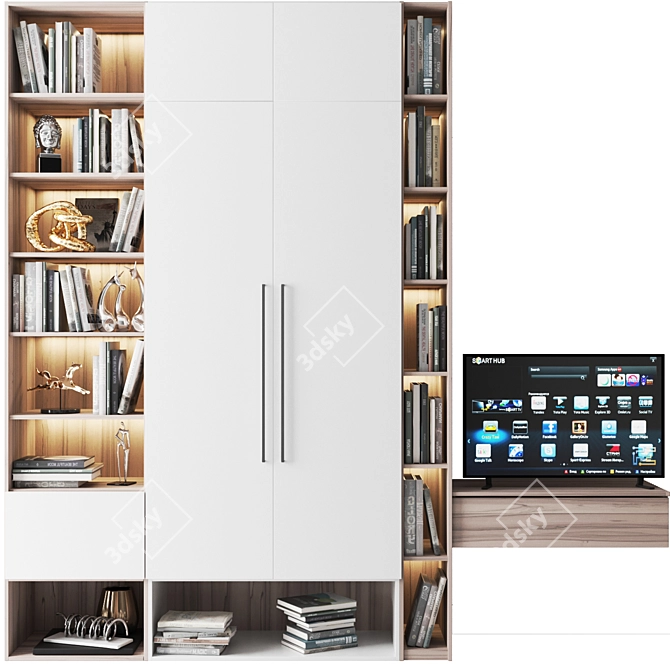 Golden Library Closet: Elegant Home Décor & Book Storage 3D model image 1