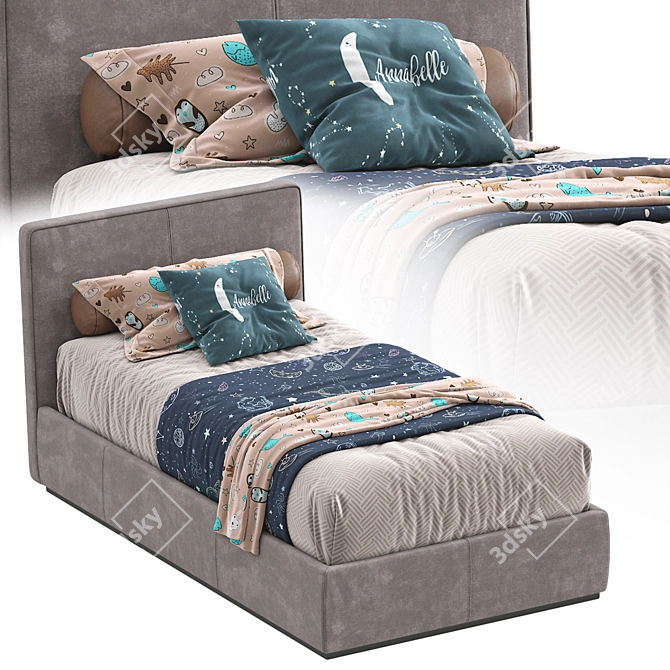 Modern Italian Single Bed by Pianca 3D model image 1
