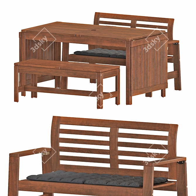 Outdoor 3-Piece Ikea Applaro Patio Set 3D model image 1