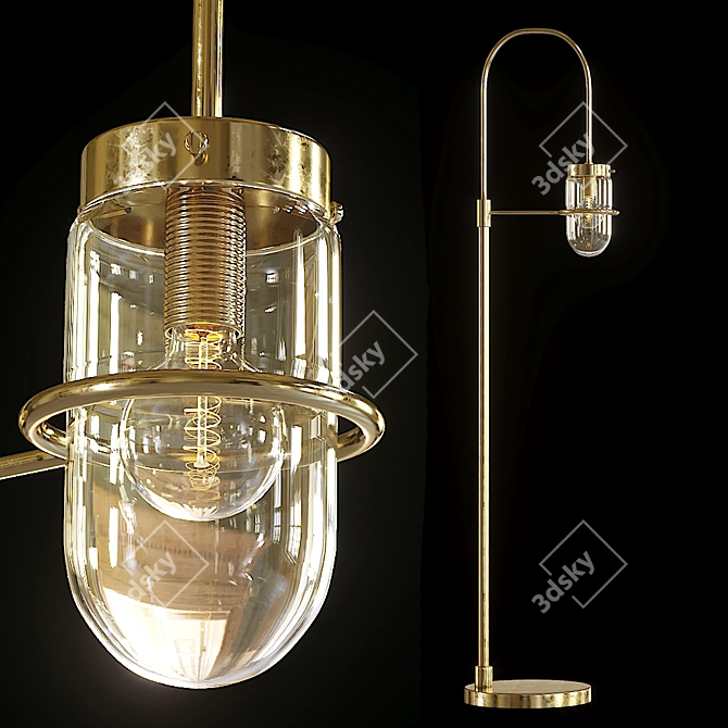 Elegant Art Deco Floor Lamp 3D model image 1