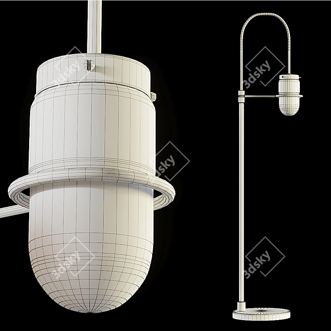 Elegant Art Deco Floor Lamp 3D model image 2